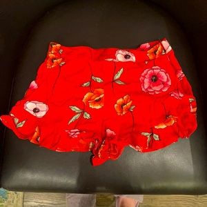 Red floral Skort, Skirt shorts. Very short. Forever 21 size M.